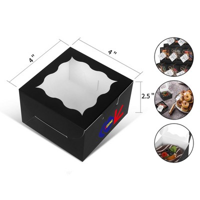 Bakery Boxes with Window Individual Cupcake Boxes 4 x 4 x 2.5 Inches Cookie Boxes