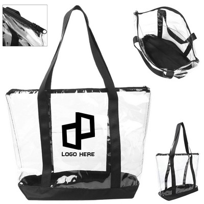 Two-Tone Pvc Zippered Tote Bag