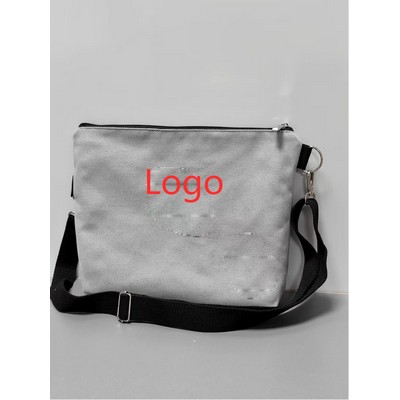 Grey Single-Shoulder Crossbody Canvas Bag