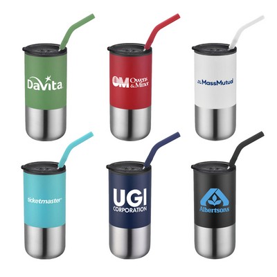 16oz. Double Wall SS / PP Tumbler with Silicone Sip Steel Straw