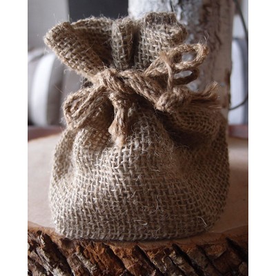 Natural Burlap Bag w/Round Bottom (7½" x6" x4")