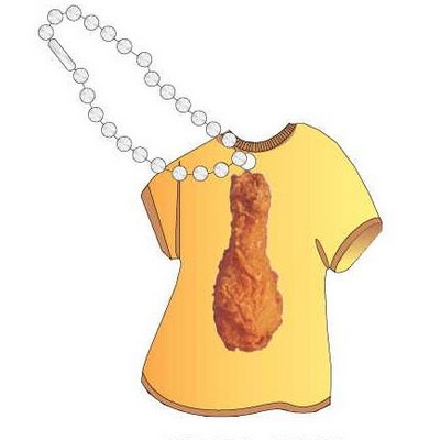 Chicken Leg Promotional T Shirt Key Chain w/ Black Back (4 Square Inch)