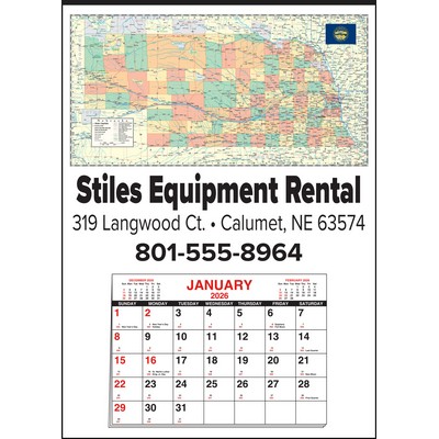 Small Nebraska State Map Full Apron Calendar