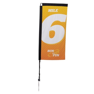 7' Premium Rectangle Sail Sign Flag, 1-Sided, Ground Spike