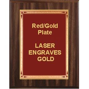 Walnut Plaque 6" x 8" - Red/Gold 4" x 6" Teardrop Plate