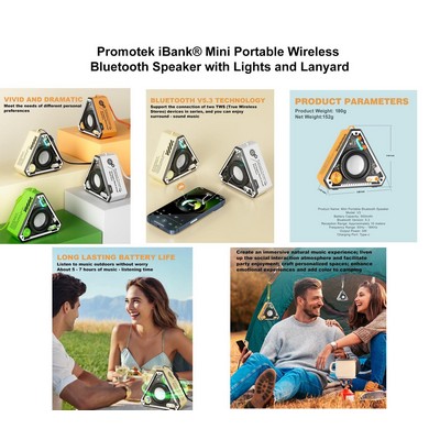 Promotek iBank® Mini Portable Wireless Bluetooth Speaker with Lights and Lanyard