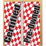 16 Oz. Vinyl Pole Banner Set - Certified Pre-Owned (Checkered) (3'x8')