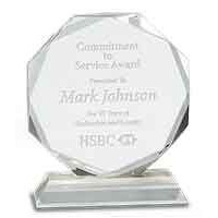 Gem Cut Crystal Octagon Award, 6"H