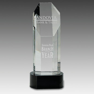 9.75" Octagon Slant-Top Crystal on Black Pedestal Base