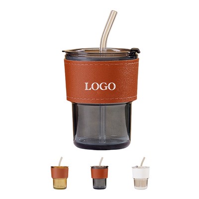 Coffee Glass Mug With Cap And Straw