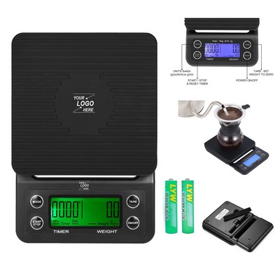 Digital Coffee Scale with Timer and Batteries Included