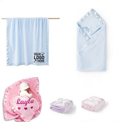 Personalized Newborn Satin Quilt Baby Blanket