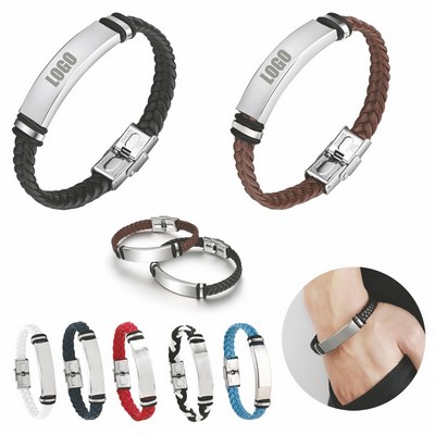 Interwoven Stainless Steel Leather Band