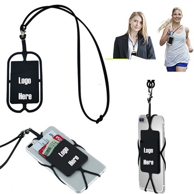Phone Lanyard Necklace With Credit Card Pocket Case Holder