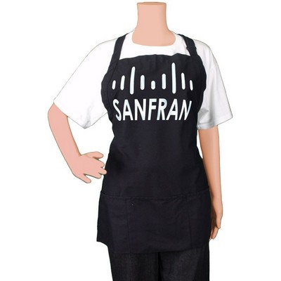Restaurant Style Black Poly/Cotton Twill Bib Apron