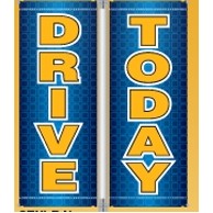 18 Oz. Vinyl Pole Banner Set - Drive Today (3'x8')