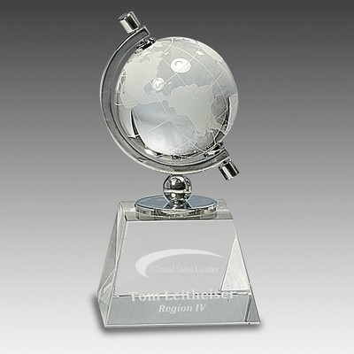 6" Crystal Spinning Globe on Clear Base