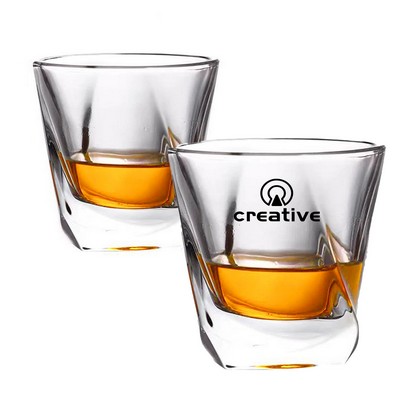 7oz Whiskey Glass W/ Twisted Design