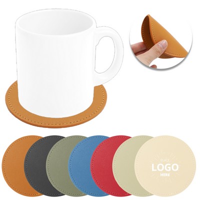 Custom Round PU Leather Drink Coaster