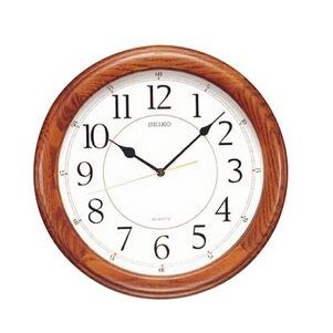 Seiko 13" Dark Brown Solid Oak with Arabic Numbers, Quiet Sweep Clock