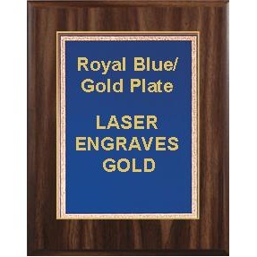 Walnut Plaque 7" x 9" - Blue/Gold - 5" x 7" Florentine Plate