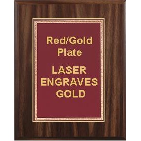 Walnut Plaque 8" x 10" - Red/Gold - 6" x 8" Florentine Plate