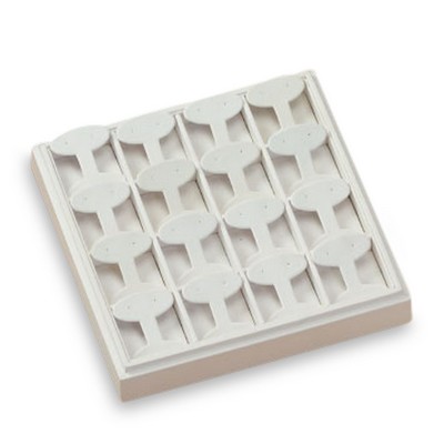 White Leatherette 16 Earring Tree Tray