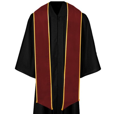 Maroon Red Graduation Stole With Gold Binding