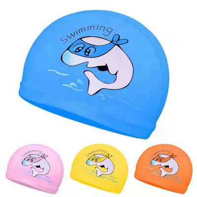 Cartoon Dolphin Print PU Swim Hat