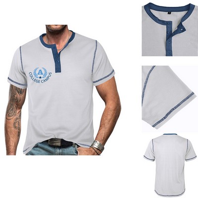 Three-Button Waffle Henley Tee