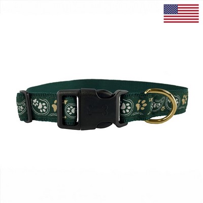 1" Woven Pet Collar w/ Gold Colored Hardware - "Elite" Weave