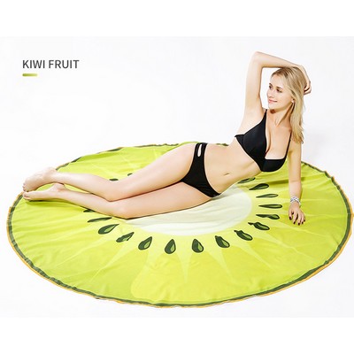 63 x 63 inch Kiwi Fruit Shape Custom Shape Towel Soft Microfiber Beach Towels - One Side Printing