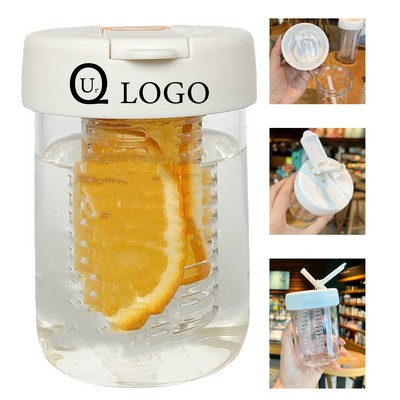 11Oz Fruit Separation Plastic Straw Bottle