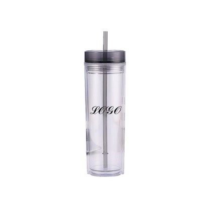 Plastics Tumbler With Straw - 16 Oz.