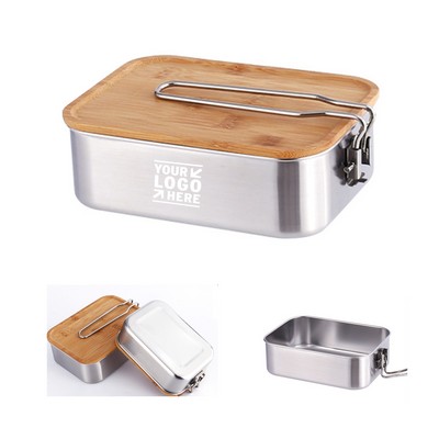 Stainless Steel Bento Box w/Bamboo Lid