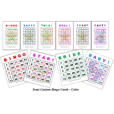 Semi Custom Bingo Game Cards - Color (2.00"x3.50")
