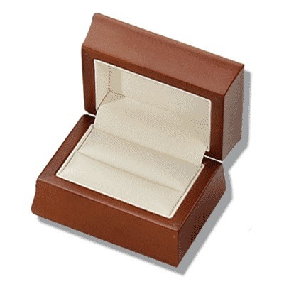Brown Wood/Leather Double Ring Box