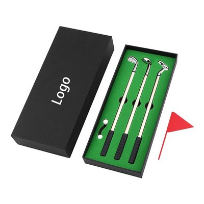 Mini Desktop Golf Ball Gift Set w/Putting Green & 3 Golf Clubs Pens & 2 Balls & Flag 9 1/2"x4"