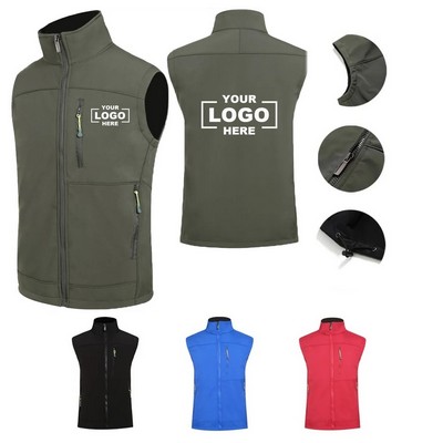 Wind-resistant Sleeveless Softshell Golf Outerwear, a Lightweight Vest for Running Activities