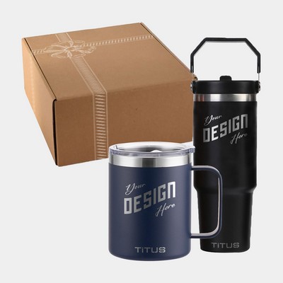TiTUS® 30 oz Flip Straw Tumbler & 12 oz Insulated Mug Premium Gift Set