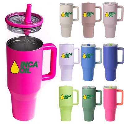 40 oz Tumbler with Handle and Foldable Straw Lid