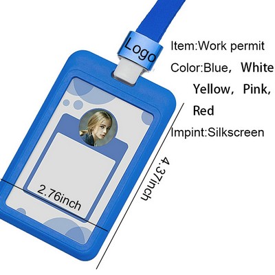 Custom Double Sided Transparent Employee ID Card Holder w/Lanyard MOQ100PCS
