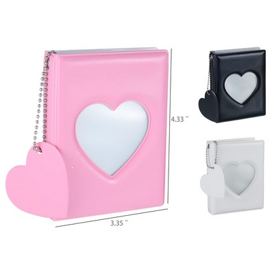 3 Inch Photocard Holder Book Mini Photo Album With Love Heart Pendant 32 Pockets