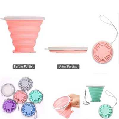 Collapsible Travel Silicone Water Cup with Lid
