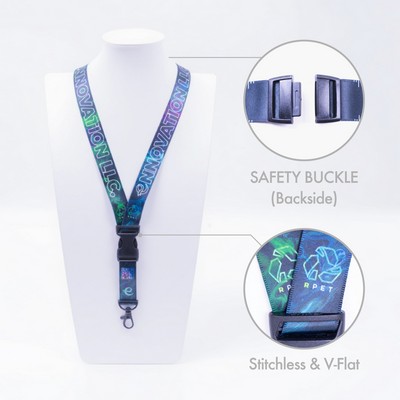 3/4" V-Flat™ 3-Piece Sublimated RPET Lanyard