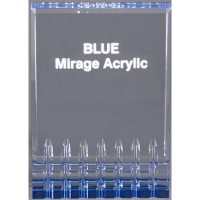 Acrylic Mirage Blue Reflective Award w/ Faceted Bottom - 5"x7"