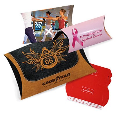 Four Color Custom Lip-N-Tape Pillow Box (4 1/4"x3"x9/10")