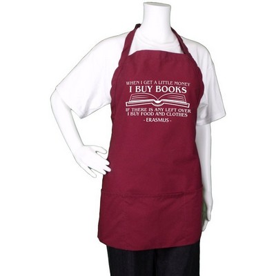 Restaurant Style Burgundy Red Poly/Cotton Twill Bib Apron