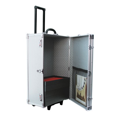 Larger Silver Aluminum Carrying Case w/Retractable Handle