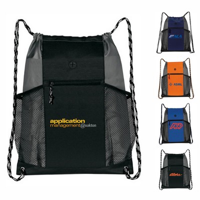 Two-Tone Multi-Pockets Drawstring Pack